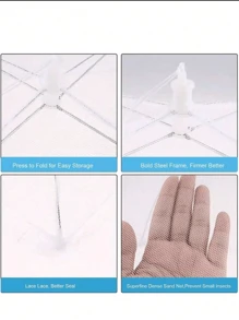 1 Piece Of White Insect And Mosquito Proof Folding Cover Vegetable Cover, Food Umbrella Pop-Up Mesh Screen, Food Cover Mesh Screen Protection, Food Cover Tent Dome Mesh Umbrella Picnic Food Protector, Practical Ventilation