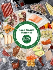 Vacuum Sealable Bags In A Variety Of Sizes - Reusable Airtight Food Storage Bags Keep Meats, Fruits And Vegetables Fresh - No Need For A Power Source, A Must-Have For Kitchen Organization - trong suốt - Xem 7