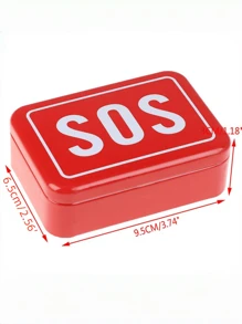 1pc Portable SOS Tin Pill Storage Box Container, Suitable For Outdoor Survival Kit, First Aid Medications, First Aid Box