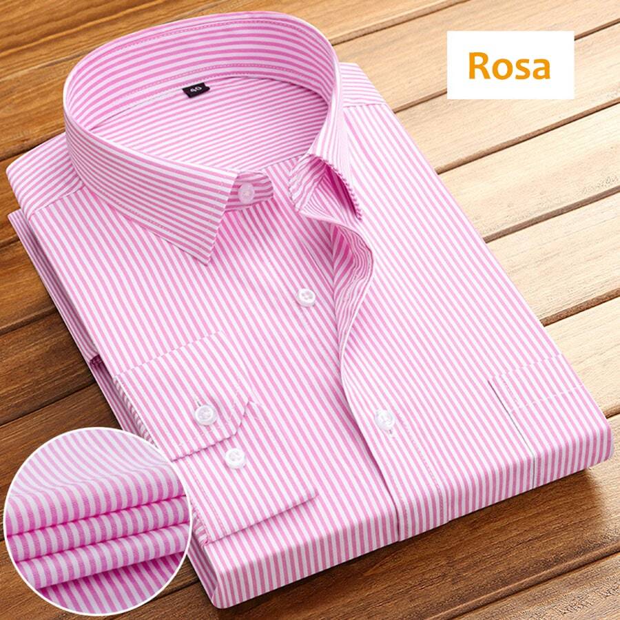 Nueva camisa a rayas de negocios, camisa de manga larga para hombres de primavera y otoño, camisa ajustada de estilo coreano para entrevistas, atuendo de negocios