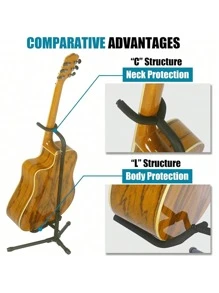 1 件可调节折叠支架，适用于原声吉他、电吉他、贝司和班卓琴，黑色，古典吉他，贝司乐器，木吉他支架，拨片架吉他，吉他，贝司腰带，吉他>黑色，吉他，吉他壁挂架 - 彩色 - 查看 5