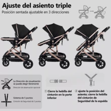 Baby Stroller With Baby Carrier, Baby Stroller With Walking Stick - Black - View 5