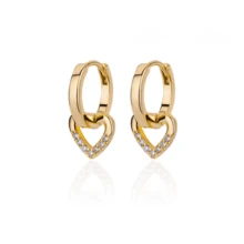 1 par de pendientes de aro con corazón de cristal de estilo romántico para mujeres y niñas, joyería de uso diario, regalo para el Día de la Madre - 3 - Ver 12