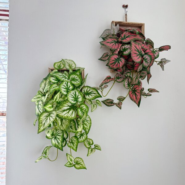 1pc, Fake Hanging Plants 15.7 Inch, Artificial Ivy Leaves, Fake Bonsai Vine Hanging Flowers Watermelon Leaves Decoration, Suitable For Wedding Wall House Room Courtyard Indoor Outdoor Home Shelf Office Decoration (No Pots)