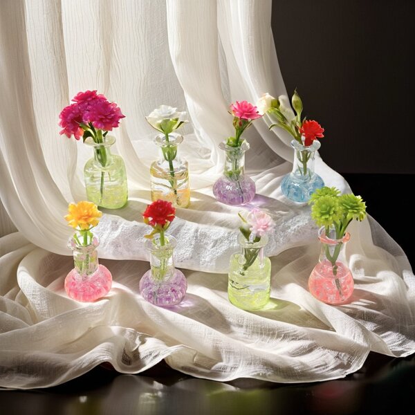 20 Stücke/10 Stücke/5 Stücke/4 Stücke/3 Stücke/2 Stücke/1 Stück Miniatur Blumenvase, kreative, realistisch leuchtende Miniatur Blumenvase, Micro-Topfpflanze Deko, Micro-Szenerie Blumen Deko, Micro-Szenerie Fotografie Prop, DIY Puppenhaus Micro Landschaft Deko, cremefarbenes Harz Schmuckzubehör, Schreibtisch Dekoration, Ausstellungsdekoration