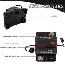 60/100/200Amp Circuit Breaker For Boat Trolling Motor Marine ATV Trailer Vehicles Stereo Audio Electronic Battery Solar System Inline Fuse With Manual Reset Switch Waterproof DC 12V-48V - 200A - 查看 5