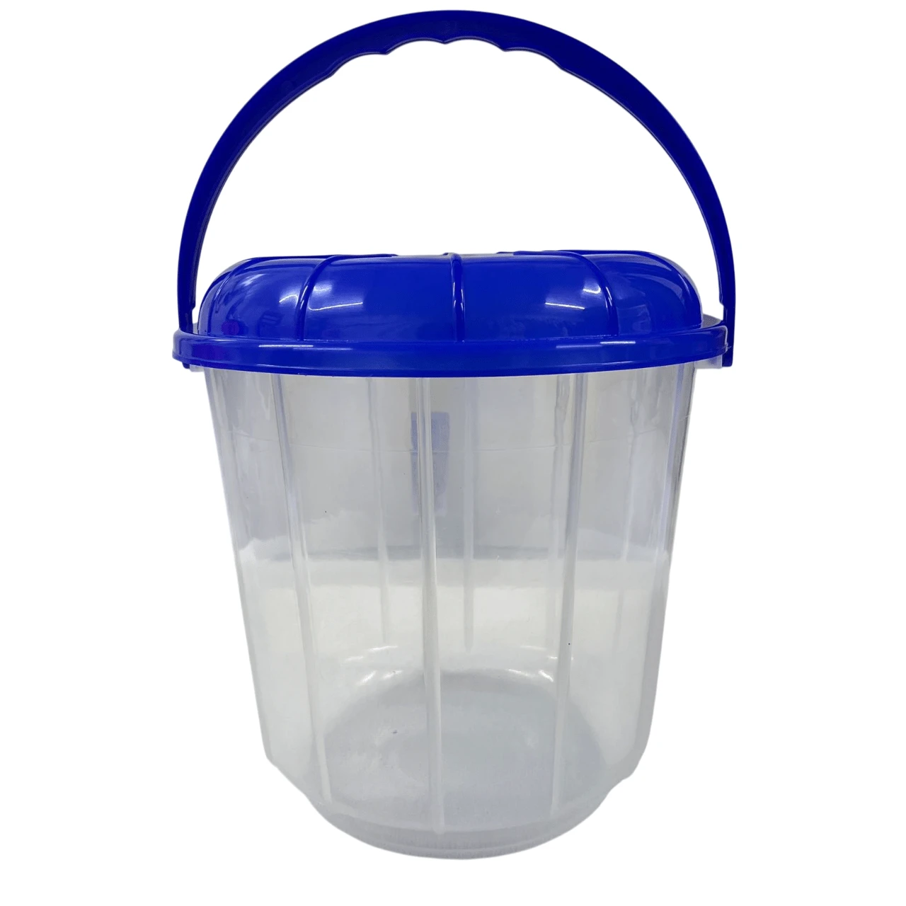 Bote Cubeta De Plástico Transparente 13L Con Tapa Y Asa: Almacenaje Seguro - Azul Marino - Ver 1