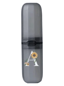 A-Z黑色便携式牙刷盒，雏菊图案，随时随地保持牙刷清洁！旅行牙刷收纳盒，便携式牙刷杯盖，适合旅行、露营、出差和上学，多功能牙刷杯，假日旅行必备，旅行包，旅行配件 - 黑色 - 查看 26