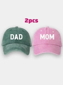2pcs Unisex DAD+MOM Custom Printed Vintage Baseball Cap, Fashionable Dad & Mom Hat For Men & Women, Adjustable Cap Size, Suitable For Outdoor & Daily Wear, Ideal Gift For Festivals & Truck Drivers - Custom Text - View 15