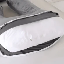 Pregnant Woman Pillow, U-Shaped Full Body Pillow-Detachable Pillowcase Extra Large Size-Gray-Sleeping Pregnant Woman Pillow-Adult Body Pillow, Pregnant Woman Pillow And Pregnancy Essential Mother Day Gift - 灰色 - 查看 5