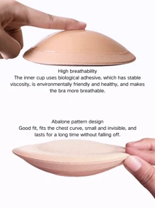 1 Pair Of Double Sided Adhesive Pads Sticky Bikini Pad Inserts For Sports Bra Swimsuit Beige Suitable For Full Busted Bras, Swimsuits Or Bikinis