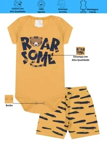 Kit 10 Peças de Roupas Infantil Bebê Menino Masculino 5 Body + 5 Tapa Fralda/Shorts