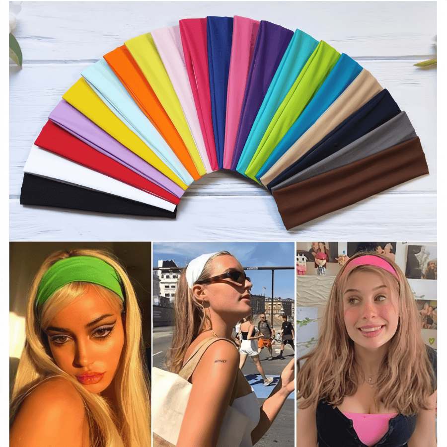 1pc Stylish Solid Color Stretchy Headband, High Elasticity Sweatband For Yoga, Daily Use, Marathon And Other Outdoor Sports, Wide Edge Non-Constrictive, Multi-Color Available