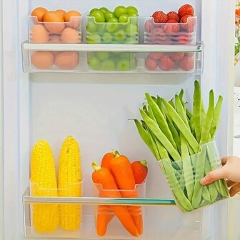 1/3/6/8 件透明冰箱储物盒，带易握手柄，节省空间的厨房收纳盒，适用于冰箱门和台面，可安全接触食物