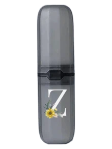 A-Z黑色便携式牙刷盒，雏菊图案，随时随地保持牙刷清洁！旅行牙刷收纳盒，便携式牙刷杯盖，适合旅行、露营、出差和上学，多功能牙刷杯，假日旅行必备，旅行包，旅行配件 - 黑色 - 查看 24