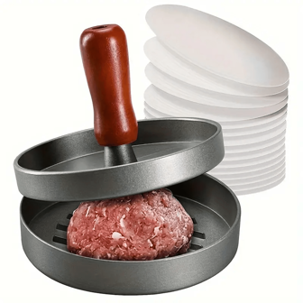 1 pezzo Pressa per hamburger antiaderente premium e fogli di separazione delle polpette - Facile preparatore di polpette per hamburger perfetti di carne, manzo, formaggio e verdure - Ideale per griglia, piastra, BBQ e cottura alla brace
