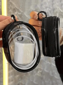 1pc Portable Mini Transparent Zipper Storage Bag Multifunctional Headphone And Charger Case With Keychain Compact Data Cable Organizer Travel Storage Bag For Cosmetics Electronic Cables Perfume Keys Bracelets And Small Accessories Cosmetic Bag Makeup Bag For Women And Girls Travel Essential Accessories For Outdoor Office Back To School