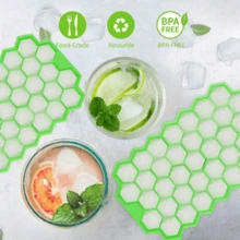 1个带盖硅胶蜂窝冰格创意可堆叠37格冰盒易脱模冰格冰模，带盖，创意可堆叠冰模，易拆卸制冰机，多种颜色自由搭配，可堆叠冰模，冷饮必备 - 彩色 - 查看 10