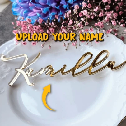 1/5/10 Pcs Custom Name Gold Mirror Place Cards Luxury Acrylic Wedding Place Cards, For Bridal Party, Wedding, Cocktails Gift Holiday Decor,Home Harmony