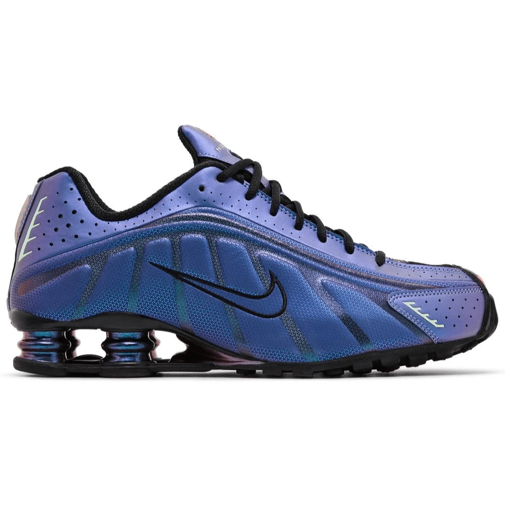 Item: Nike Shox R4 Iridescent HQ3446-001 Men's Fashion Sneaker New - Blue and Black - View 1