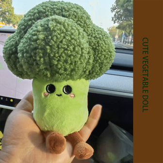 1 pieza Juguete de peluche de brócoli verde, muñeca adorable personificada de verdura sonriente, decoración de escritorio, muñeca educativa para niños