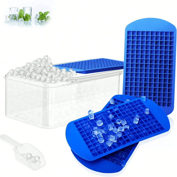 160 Grids Silicone Ice Cubes Tray, Mini Silicone Ice Tray, Frozen Mini Ice Tray, Silicone Foldable Ice Mold, Ice Breaker Ice Grid Tray Small Square Mold, Home Quick Freezing Ice Maker, Summer Essential Silicon Ice Maker ﻿