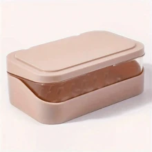 1 Pack Plastic Rectangular Soap Dish, Soap Container With Lid, Portable Soap Dish, Soap Holder With Lid, Bathroom Drain Soap Dish, Bathroom Accessories Home Bathroom Decor Summer Back To School