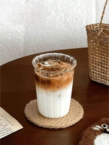 1pc450ml Iced Coffee Cup, Vintage Ribbed Milk Coffee Cup, Cold Brew Coffee Cup, Iced Latte Cup, Flawless Creative Beverage Cup, Family Afternoon Tea Cup, Suitable For Restaurants And Cafes, Halloween Gift, Christmas Gift, Back To School Season, Christmas Tree, Valentine's Day Gift - Multicolor - View 6