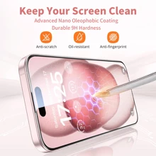 2 piezas de Protectores de Pantalla de Vidrio Templado Compatibles con 16 Plus Pro Max /15/ 14 / 13 / 12 / 11 Pro Max / XS Max XR X/7/8, con protección de sensor, compatibles con la Isla Dinámica, amigables con fundas, regalo para cumpleaños, familia y amigos