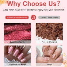 6 Colors Chrome Nail Powder, Fairy Effect Gold & Silver Chrome Nail Powder, Mermaid White Pearl Powder Y2K Style Chrome Nail Powder, Metallic Mirror Powder Glitter Nail Art DIY Decoration - Multicolor - View 2