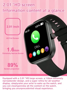 1pc Silicone Smart Watch, 2.01 Inch Touch Screen Multi-Function Electronic Watch For Teens With Various Sports Modes, Photo Control, Social App Message Notification, Alarm Reminder, Great For School, Exercise
