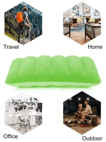 Travesseiro de viagem inflável em formato de U - Suporte de pescoço macio e durável para carro e avião, multicolorido, material não tecido, ideal para conforto do pescoço em movimento, - Suporte de pescoço em formato de U para carro e avião, material de PVC macio e flocado, para estudantes de acampamento ao ar livre, acessório de viagem, fácil de transportar, para uso em avião, carro e poltrona reclinável doméstica, lavar somente à mão (você pode soprar sozinho)