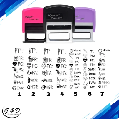 Carimbo Nykon 302 Enfermagem, Anotações de enfermagem, Sinais Vitais, Carimbo Profissional da Saúde