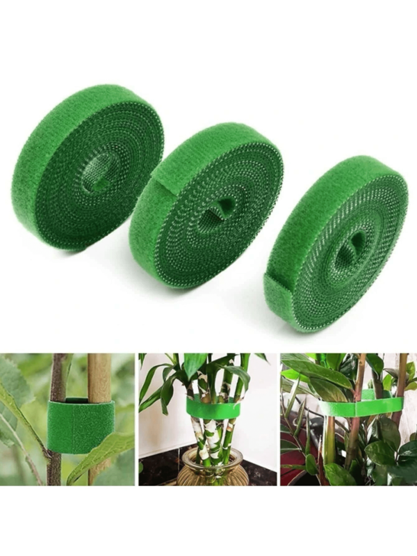1 pezzo Legami da 3m per piante, bendaggio in nylon per piante, nastro per la forma delle piante domestiche e da giardino, accessorio avvolgente per canne in bambù con gancio e anello, per supportare in modo sicuro le piante, per legare piante artificiali interne ed esterne, accessori per decorazione da giardino