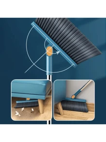 1 Set Home Broom And Dustpan Kit, Long Handle Floor Cleaning Broom And Dustpan Set With Rotatable Broom And Brush Teeth Dustpan, For Dust And Dirt Removal, Household, Kitchen, Room, Office, Cleaning Supplies, Cleaning Tools, Back To School Supplies