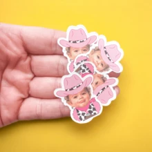 Cowgirl Face Confetti And Table Decorations | My First Rodeo | Nashville Bach Party | Disco Cowgirl Theme Party Supplies | Birthday Party, Custom Stickers & Photo Prints | Multiple Sizes/Shapes | Perfect Party Favors, Gift Tags Back To School - Face Sticker - View 5