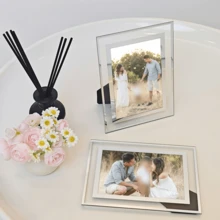 1pc Glass Display Picture Frame, Mirror Frame For Home Decor, 8 Inch Or 10 Inch, Can Be Placed Horizontally Or Vertically, Desktop Decoration For Office, Mother's Day Decor, Suitable For Room Decor, Frames, Holiday Decorations - Multicolor - View 1