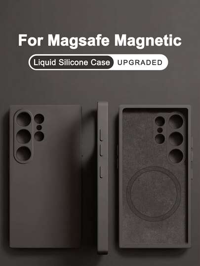 Luxury Liquid Silicone Magnetic Solid Color Phone Case Compatible With Samsung Galaxy S25 S24 S23 S22 S21 Ultra Fe Compatible With Iphone 16 Pro Max 15 14 13 16Plus 15Plus 14Plus 13Plus Shockproof Soft With Velvet Back Cover Accessories Waterproof Anti-Fall Scratch Resistant