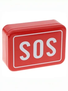 1pc Portable SOS Tin Pill Storage Box Container, Suitable For Outdoor Survival Kit, First Aid Medications, First Aid Box