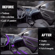 Luxury 45 Piece Car Seat Cover Set With Soft Pendant, Non Slip Steering Wheel Cover, Ventilated Edge Strip And Installation Tool - Universal Size Interior Accessories Suitable For Fashionable Women - 紫色 - 查看 3