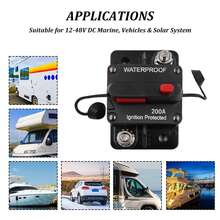 60/100/200Amp Circuit Breaker For Boat Trolling Motor Marine ATV Trailer Vehicles Stereo Audio Electronic Battery Solar System Inline Fuse With Manual Reset Switch Waterproof DC 12V-48V - 200A - 查看 6