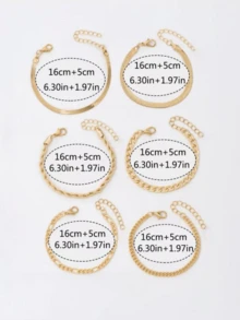 6 件套简约手镯套装，适合日常佩戴、派对、节日和约会 - 均碼 - 查看 7