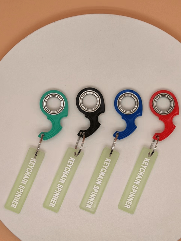 Finger Spinner Keychain - Unique Rotating Keyring - Glow In Dark Fidget Toy - EDC Pocket Spinner