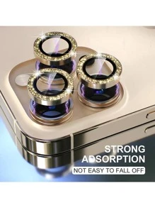 1 set de película protectora de lente de cámara con diamantes de imitación brillantes, compatible con Apple 12/12 Mini/12 Pro/12 Pro Max, 13/13 Mini/13 Pro/13 Pro Max, 11/11 Pro/11 Pro Max, 14/14 Plus/14 Pro/14 Pro Max, 15/15 Plus/15 Pro/15 Pro Max, 16/16 Plus/16 Pro/16 Pro Max. Cubierta decorativa con imitación de diamantes de colores, regalo brillante de cristal de cumpleaños, familia y amigos, accesorio de teléfono.
