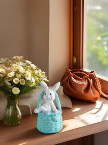 1pc Rabbit Figurine Decor, Rabbit Ornament For Study, Bedroom, TV Cabinet, Home Decor, Holiday Gift, Easter, Resin Craft, Home Accents - Multicolor - View 6