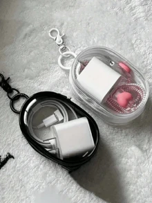 1pc Portable Mini Transparent Zipper Storage Bag Multifunctional Headphone And Charger Case With Keychain Compact Data Cable Organizer Travel Storage Bag For Cosmetics Electronic Cables Perfume Keys Bracelets And Small Accessories Cosmetic Bag Makeup Bag For Women And Girls Travel Essential Accessories For Outdoor Office Back To School