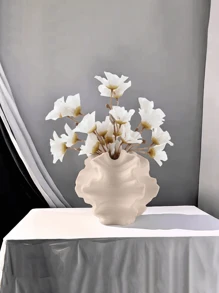 Jarrón con textura ondulada y diseño curvilineo orgánico - Decoración multifuncional para estante, para botánica seca y sistema de sujeción de libros | Escultura minimalista moderna de sobremesa con líneas arquitectónicas | Recipiente de exhibición de doble propósito para un estilo interior creativo (sin flores incluidas)