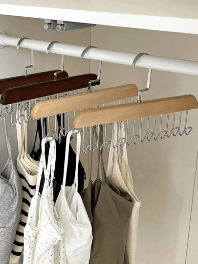 1 Piece Multifunctional Wooden Coat Hook, Coat Rack, Wardrobe Organizer, 8 Hooks, 360 Degree Swivel Angle, Space-Saving Bra Hook To Store Tops, Underwear, Bras, Breastplates, Hats, Ties, Straps, Vests And Other Clothes. Seamless Drying Rack, Spring, Minimalist, Summer Tops. Back-To-School Season, Back-To-School, Dorm Supplies