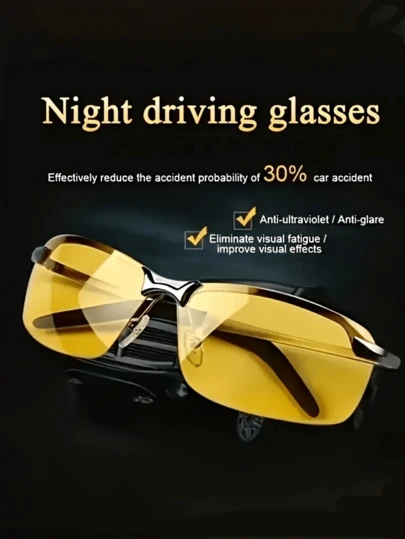 1 Set Of Motorcycle Night Vision Goggles To Improve Driving Safety, Polarized Night Vision Goggles, Photochromic Sunglasses, Driving Goggles, Fishing Sunglasses, Day And Night Driving Glasses (Pay Attention To Whether The Size Is Suitable)