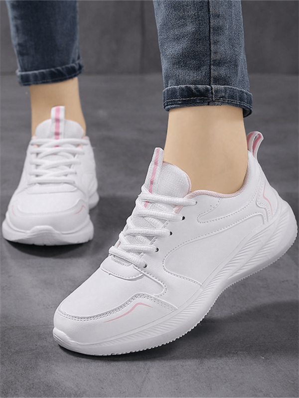 أحذية رياضية نسائية شبابية, أحذية جري, أحذية سفر كاجوال مسطحة من الجلد, للربيع/الخريف; أحذية رياضية كاجوال نسائية